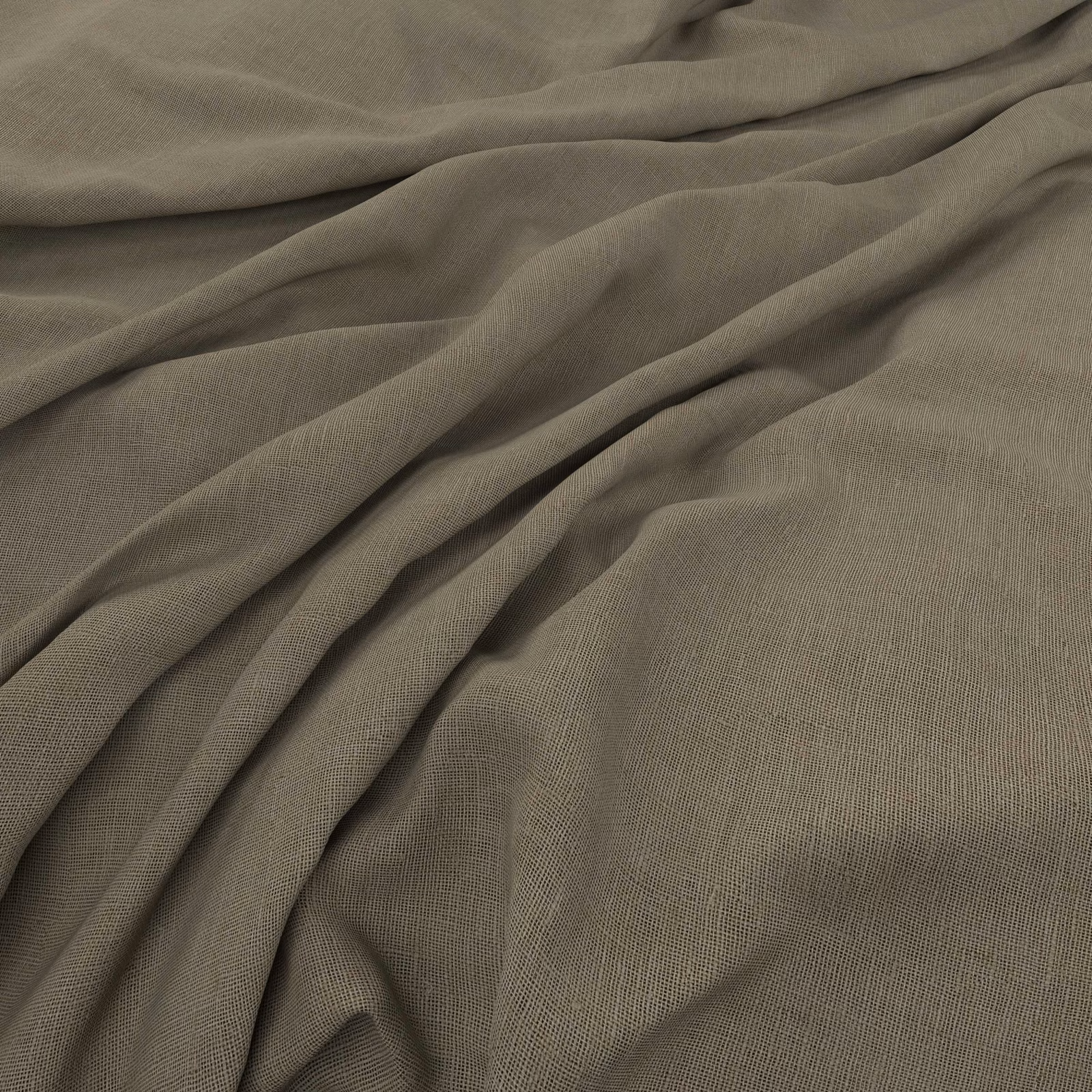 Muted sage-grey woven cloth gathered into soft, fluid folds