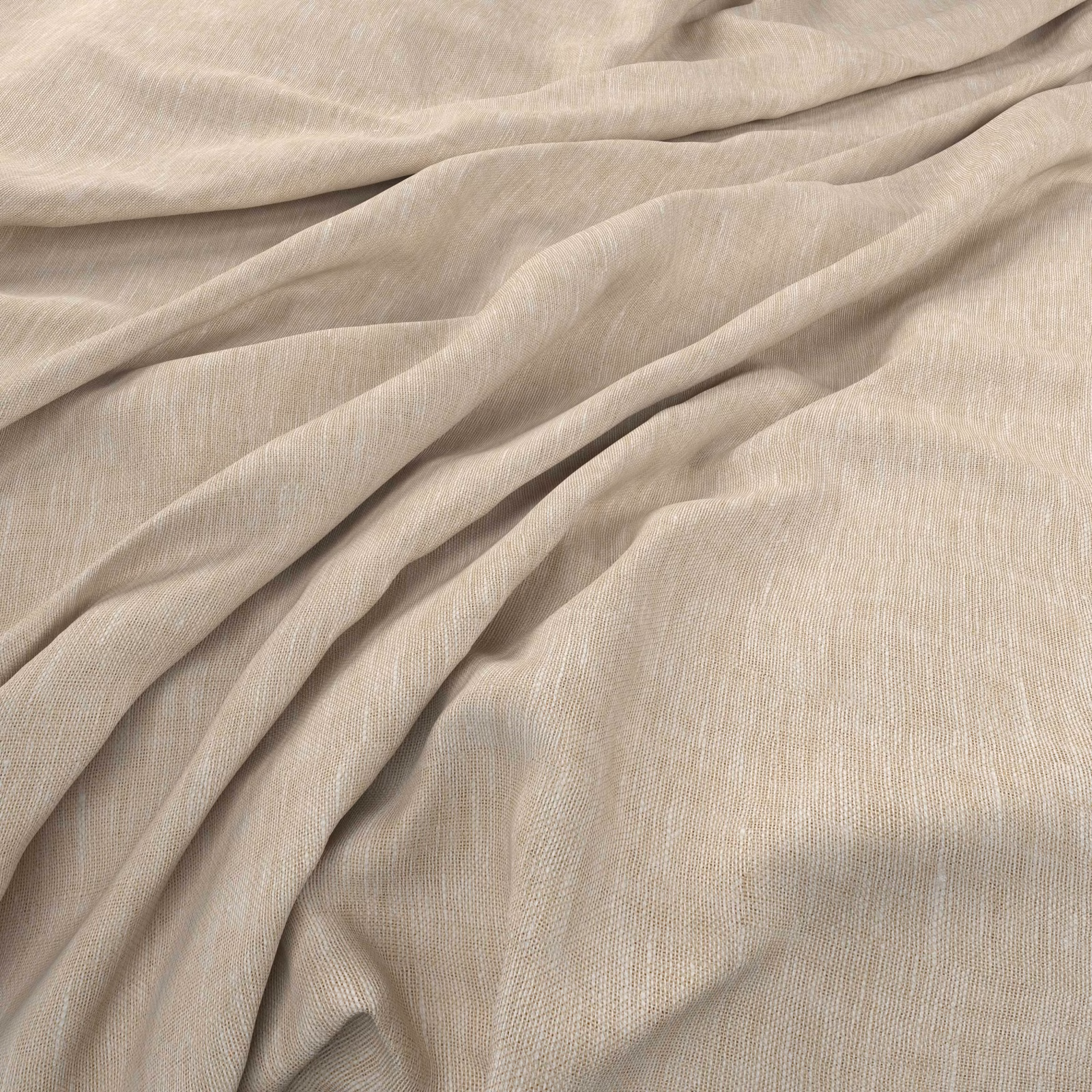 Pale sandstone beige fabric with a fine woven texture draped in soft folds