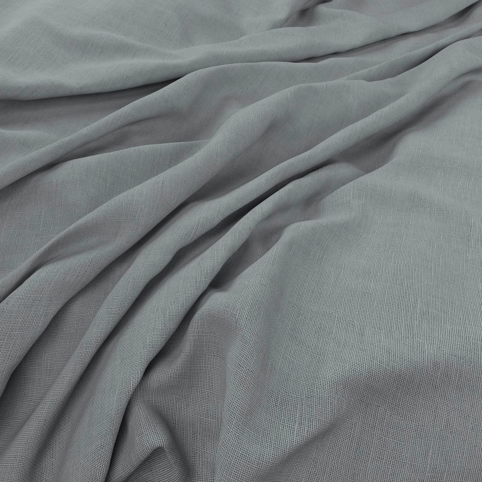Misty blue-grey fabric with fine plain weave gathered into soft flowing folds