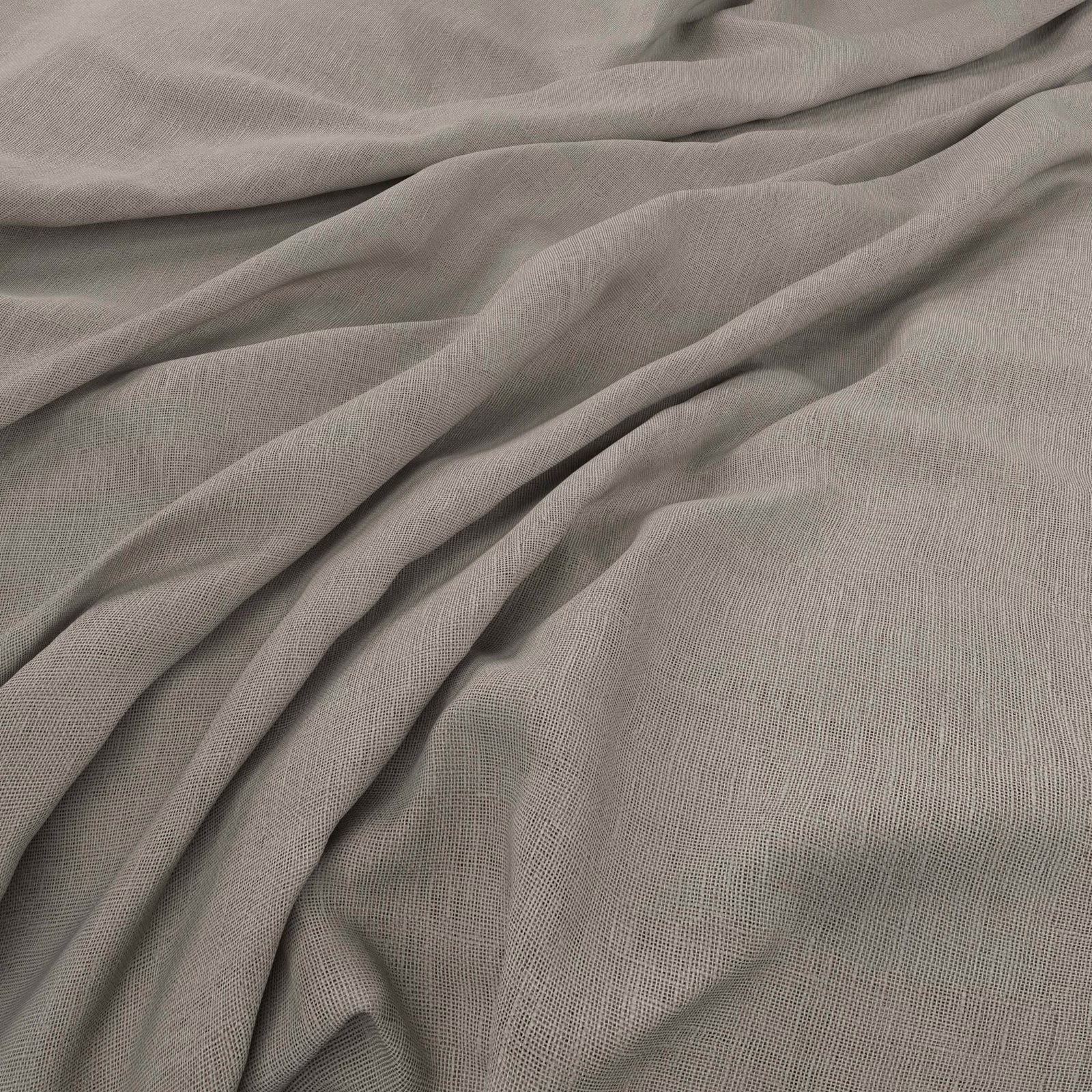 Flanders Smoke’s cool smoky grey fine weave gathered into soft fluid folds