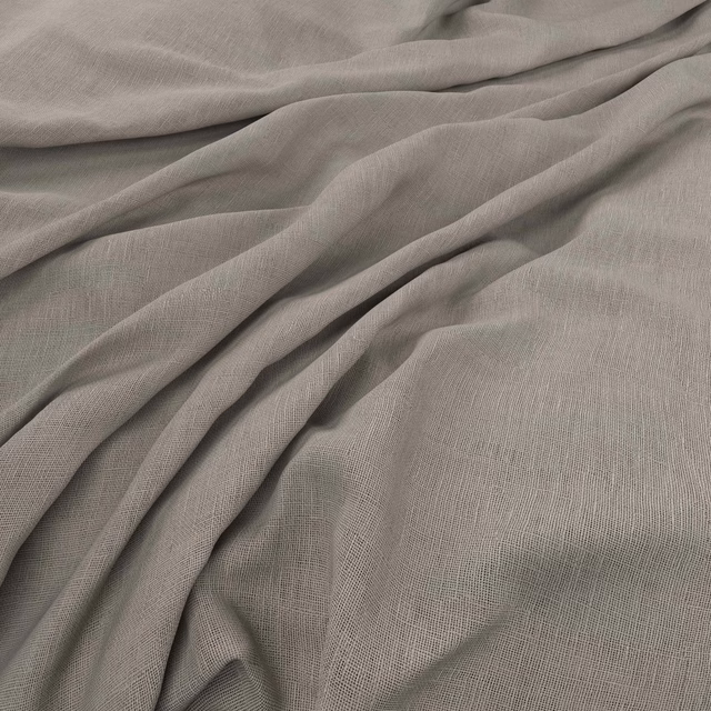 Flanders Smoke’s cool smoky grey fine weave gathered into soft fluid folds
