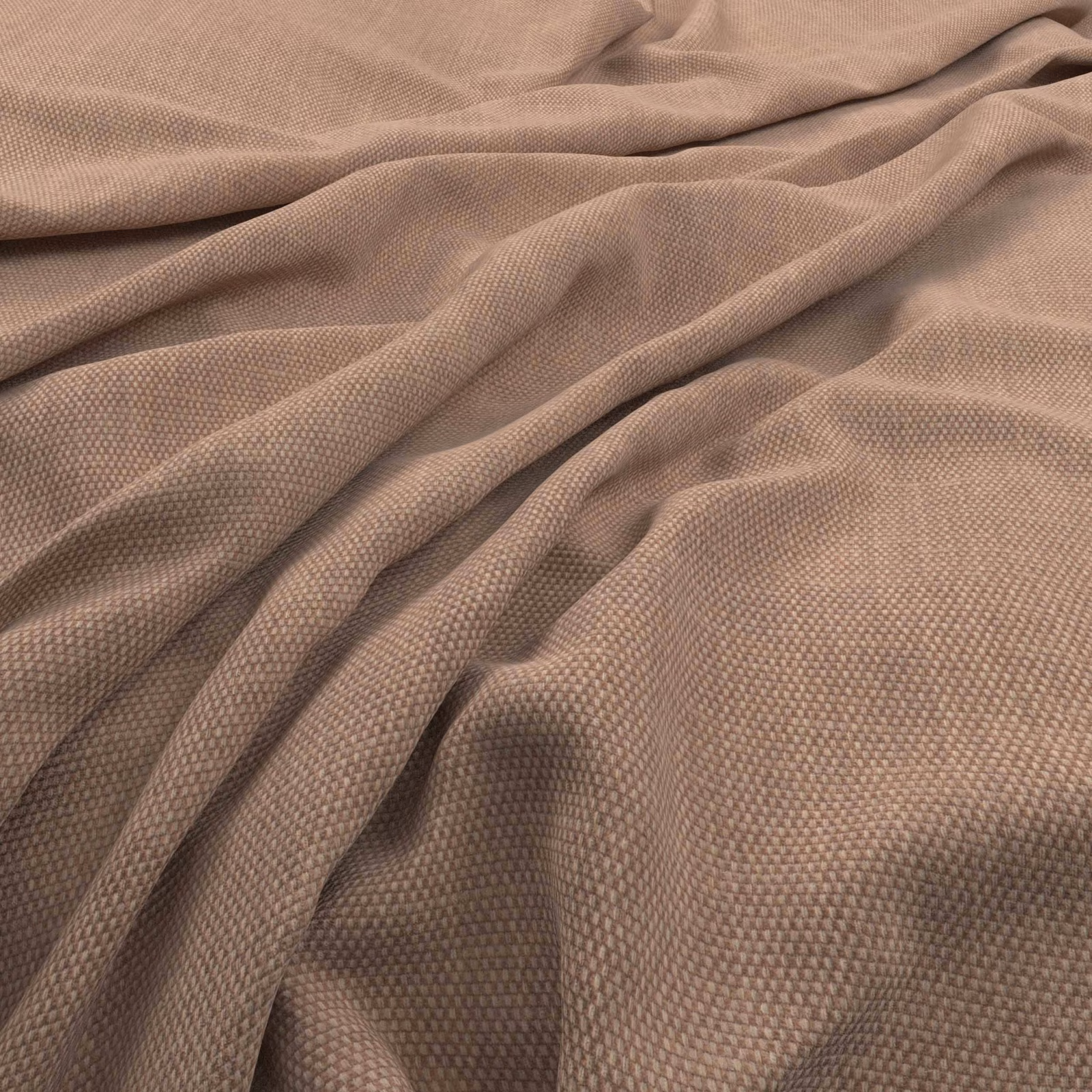 Dusty blush-taupe fabric showing a fine pebbled weave draped in soft folds