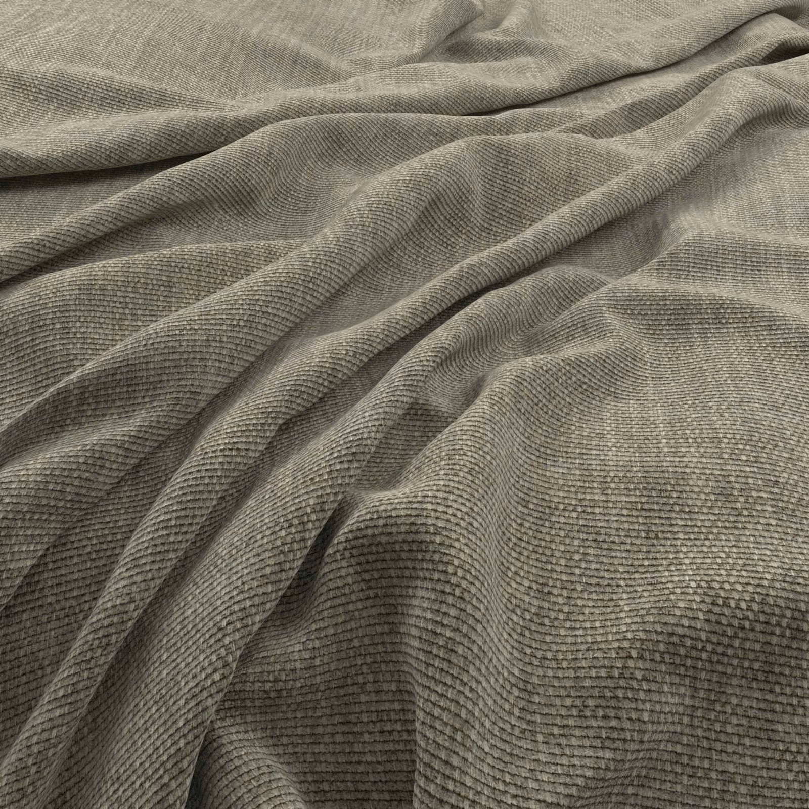 Muted eucalyptus-green ribbed fabric gathered into soft, shadowed folds