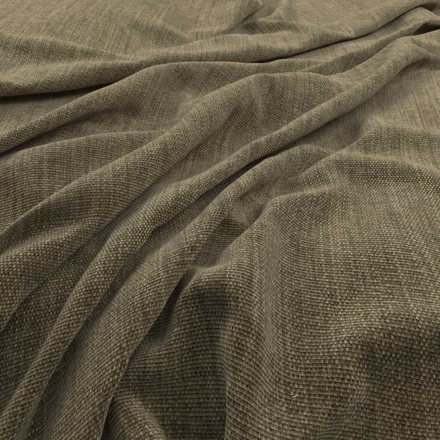 Muted olive-green fabric with a fine ridged weave arranged in soft draped folds
