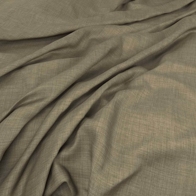 Muted olive-grey fine crosswoven textile draped in soft, fluid folds