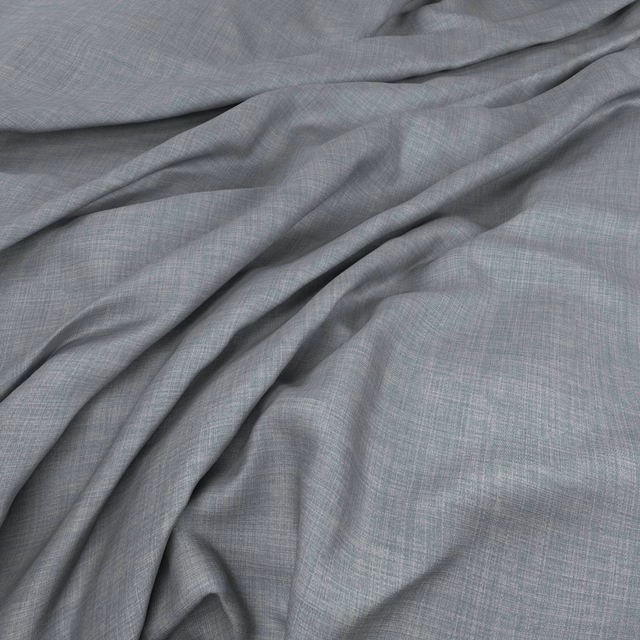 Cool silver-grey fabric with a fine crosshatched weave draped in soft folds