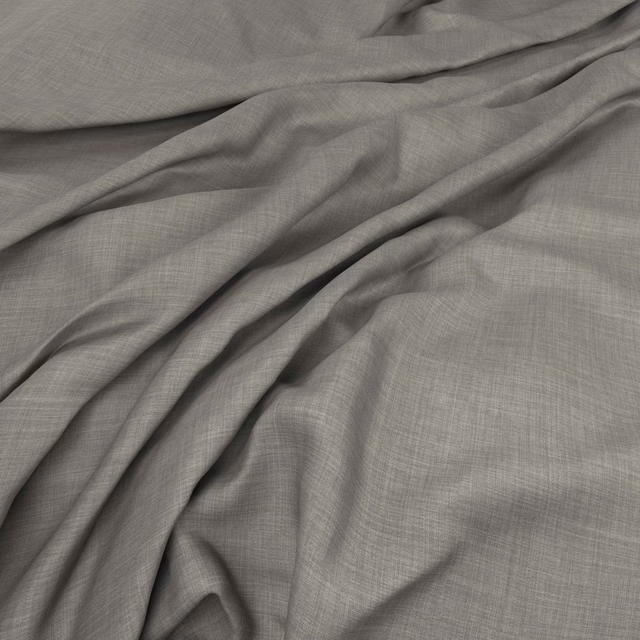 Smoky grey crosshatched fabric falling in soft, fluid folds