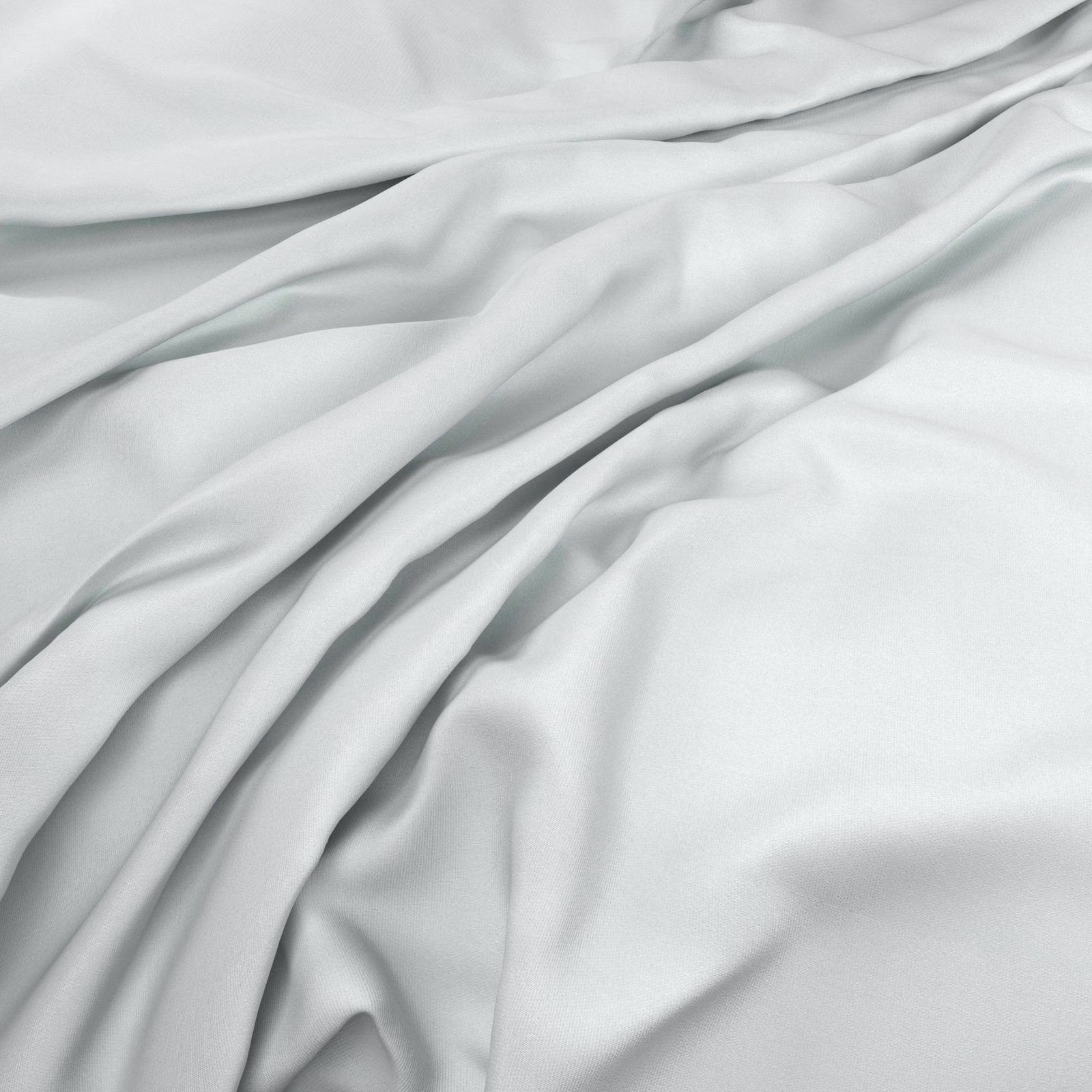 Cool snowy white fabric falling in smooth, softly lustrous fluid folds