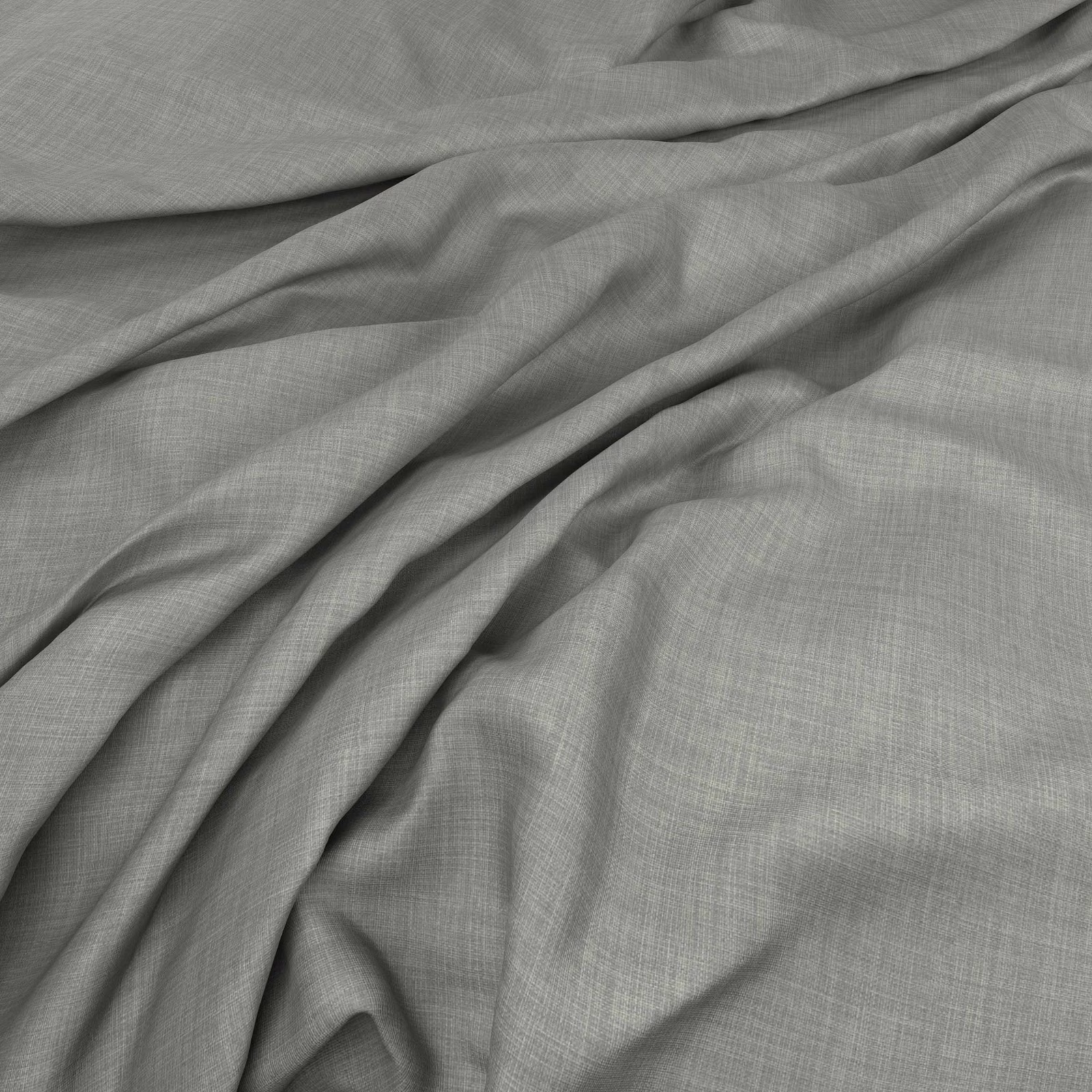 Warm stone-grey fabric with a fine crosshatched weave falling into soft folds