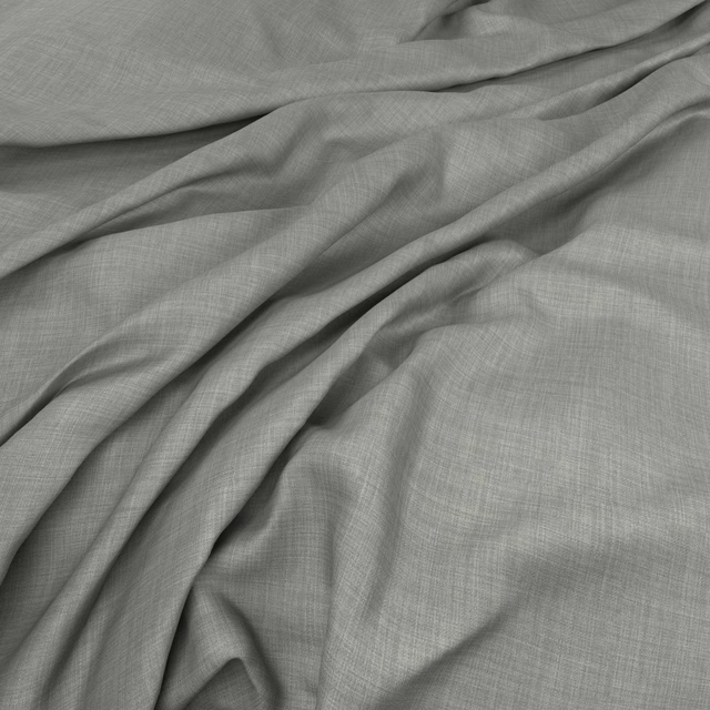 Warm stone-grey fabric with a fine crosshatched weave falling into soft folds