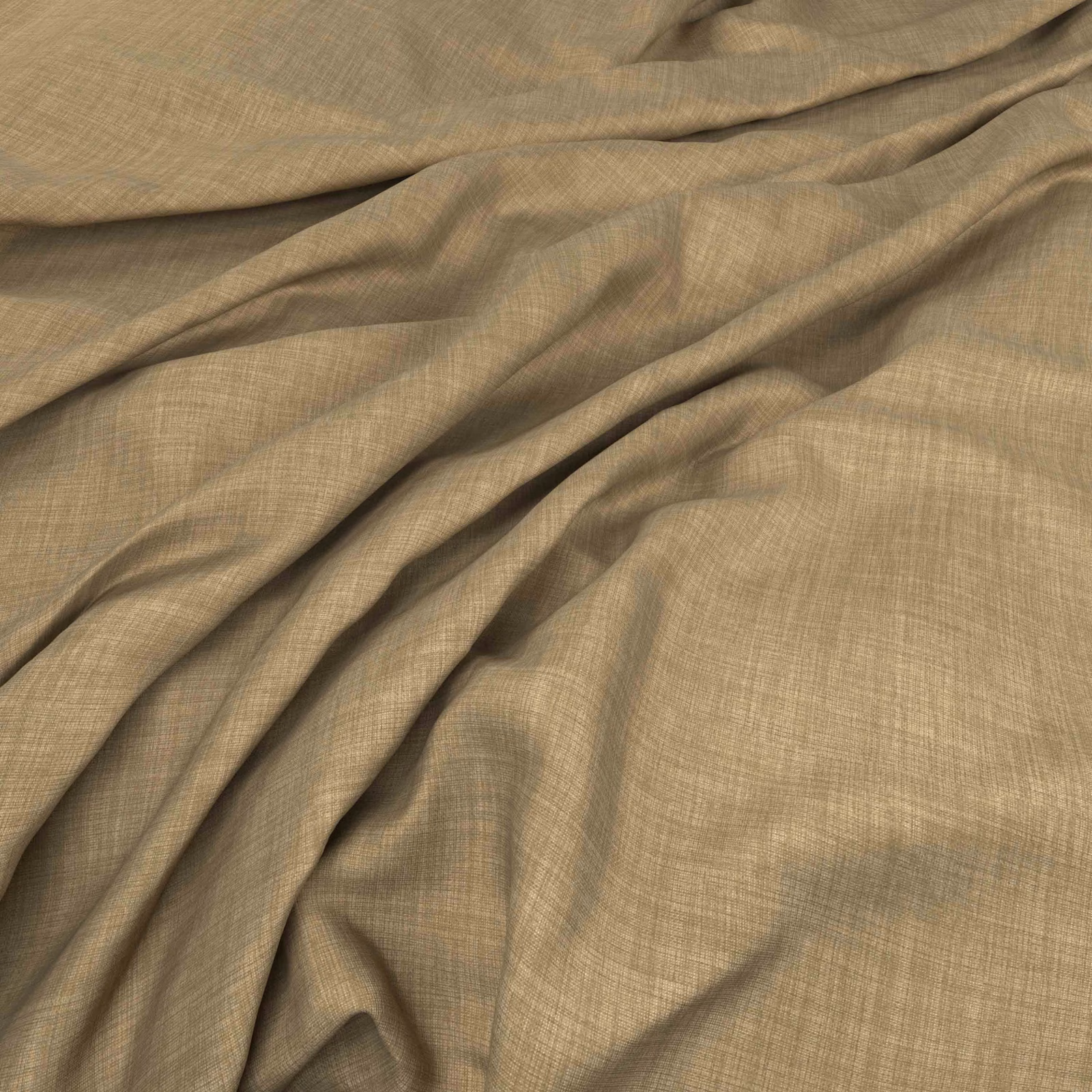 Warm straw-beige fabric with a fine crosshatched weave in soft folds