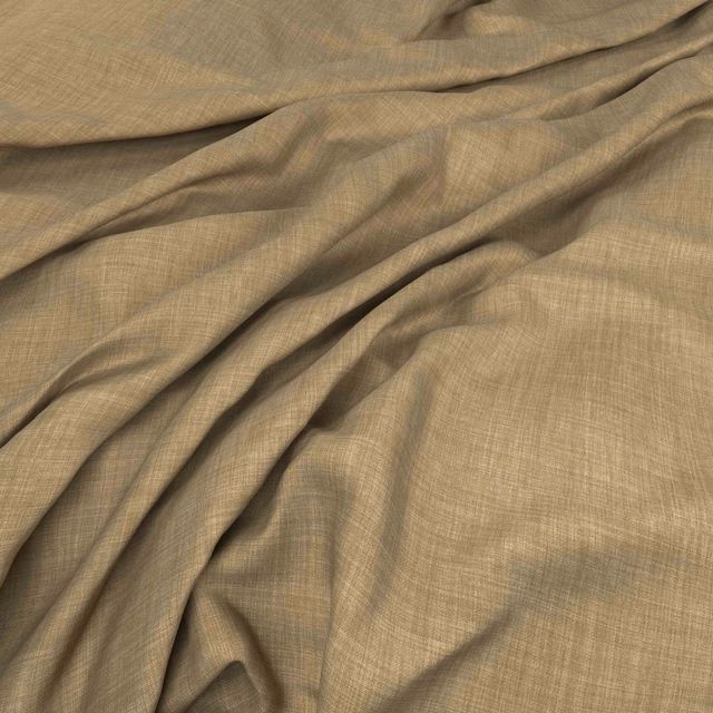 Warm straw-beige fabric with a fine crosshatched weave in soft folds