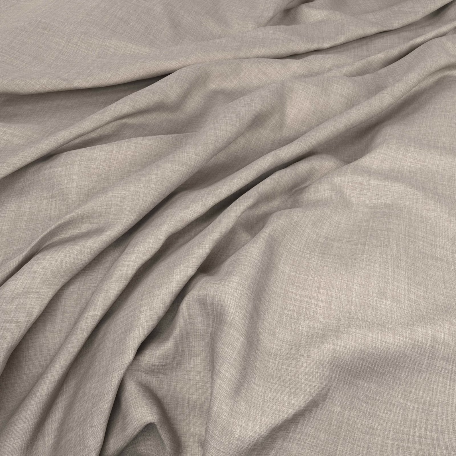 Pale greige taupe fabric with fine crosshatch weave draped in soft folds