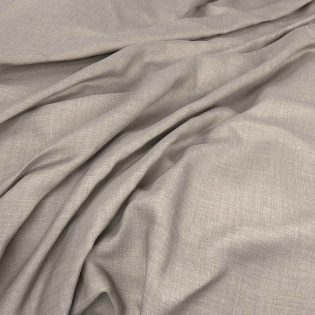 Pale greige taupe fabric with fine crosshatch weave draped in soft folds