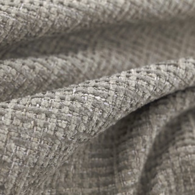 Silver-grey Gabba fabric with chunky nubby weave and softly mottled texture