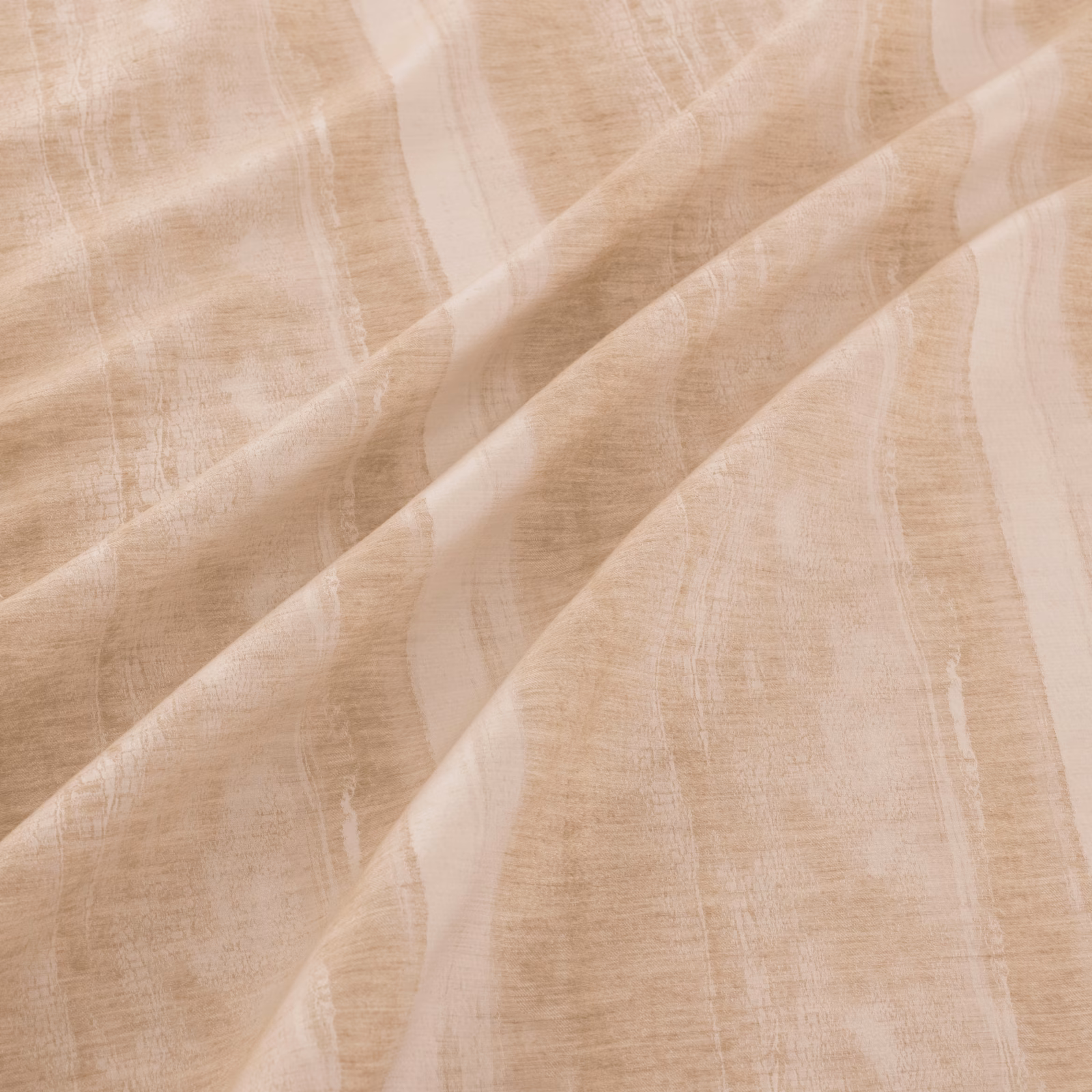 Warm beige Gallerie Natural textile with translucent vertical bands and softly crinkled texture