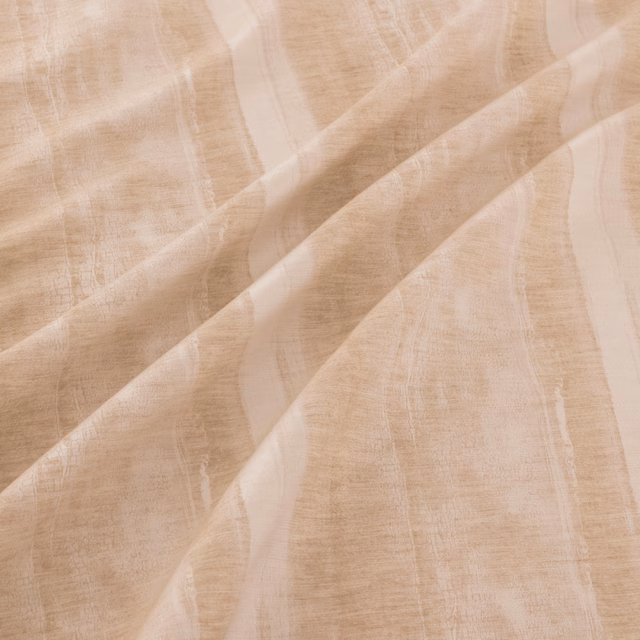 Warm beige Gallerie Natural textile with translucent vertical bands and softly crinkled texture