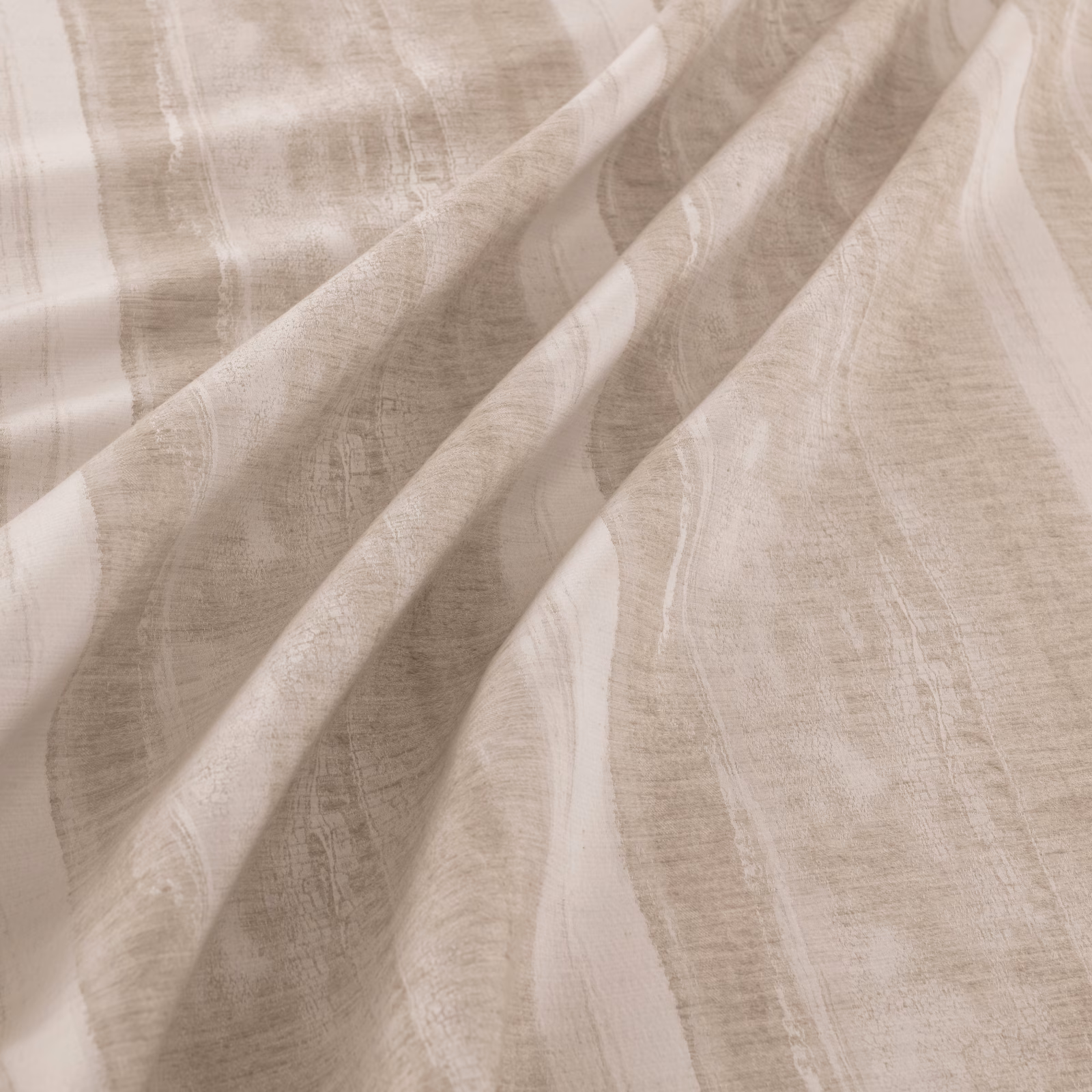 Pale platinum grey fabric with broad tonal striations and softly textured woven surface