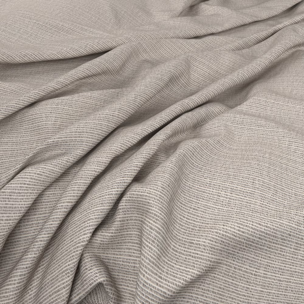 Pale greige woven fabric with fine rippled lines and softly folded texture