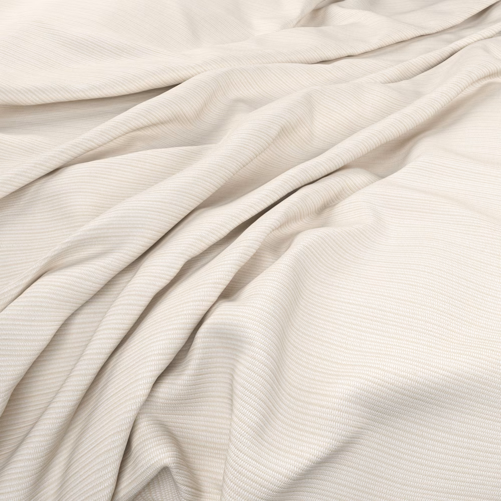 Soft vanilla ivory fabric with fine ribbing gathered into flowing folds
