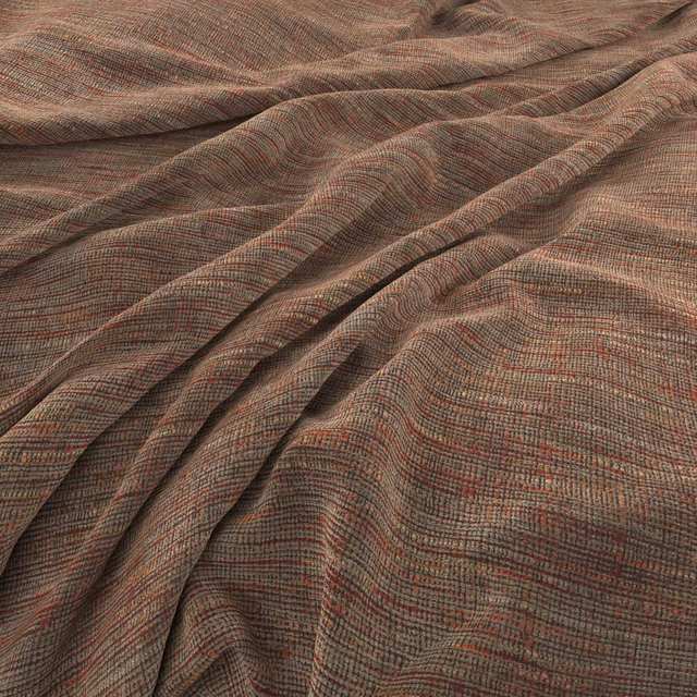 Warm brick and taupe micro-check weave draped into softly folded fabric