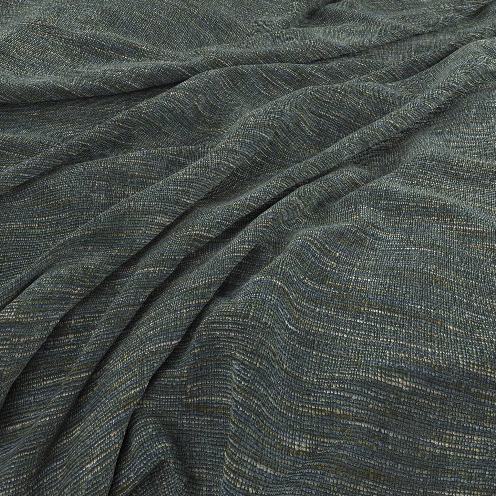 Deep blue-green Ghent fabric with fine rippled striations and textured woven surface