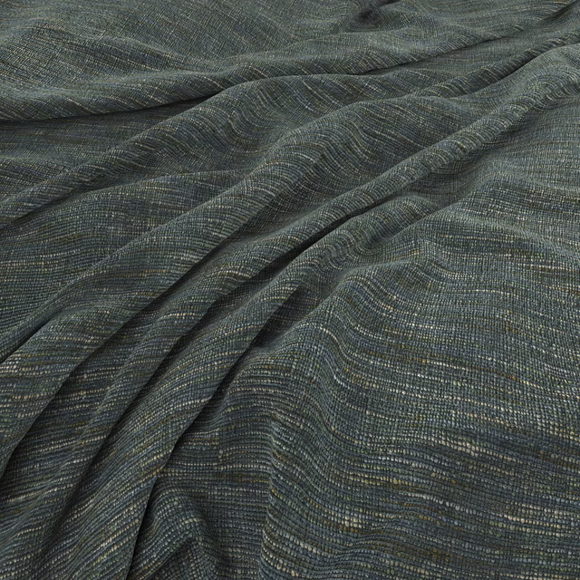 Deep blue-green Ghent fabric with fine rippled striations and textured woven surface
