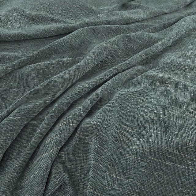 Muted blue-teal woven cloth draped in soft folds with fine crosshatch texture