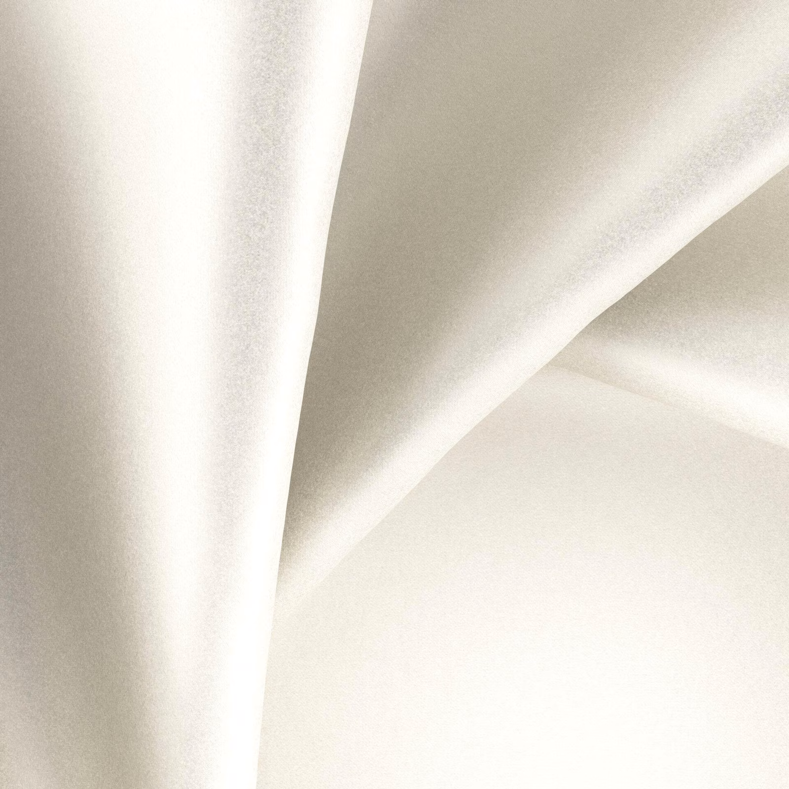 Pale ivory glossy fabric falling in broad, softly shadowed draped folds