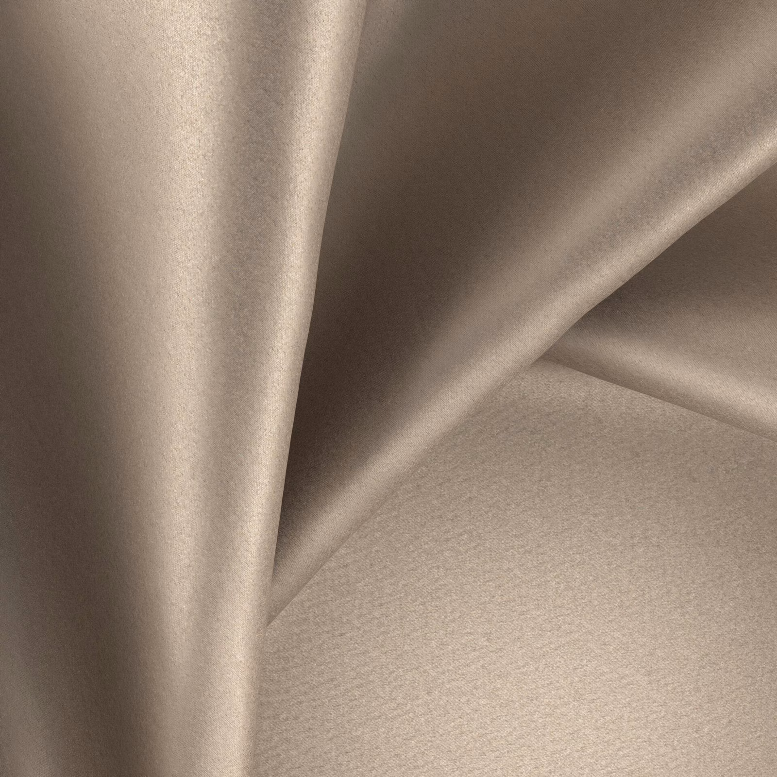 Warm bronze-taupe glossy fabric folded to show soft sheen and deep shadows