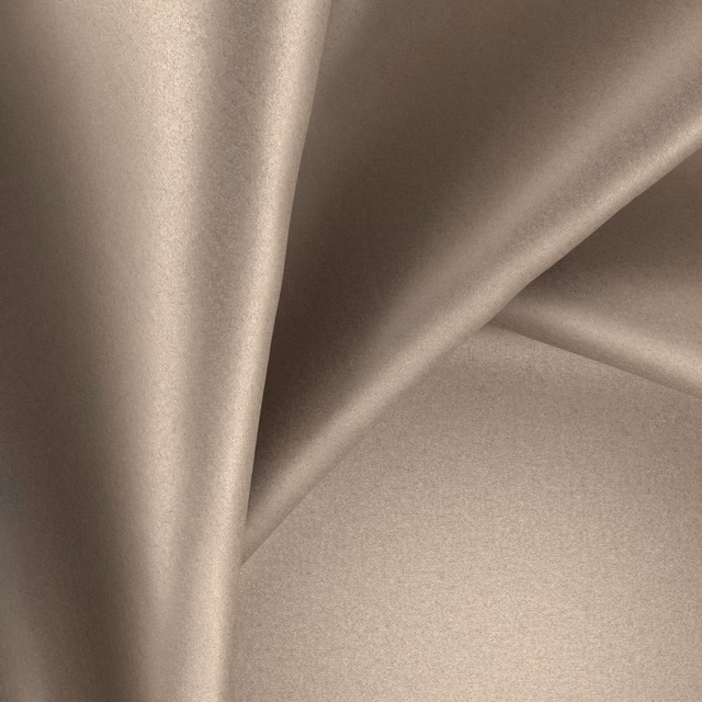 Warm bronze-taupe glossy fabric folded to show soft sheen and deep shadows