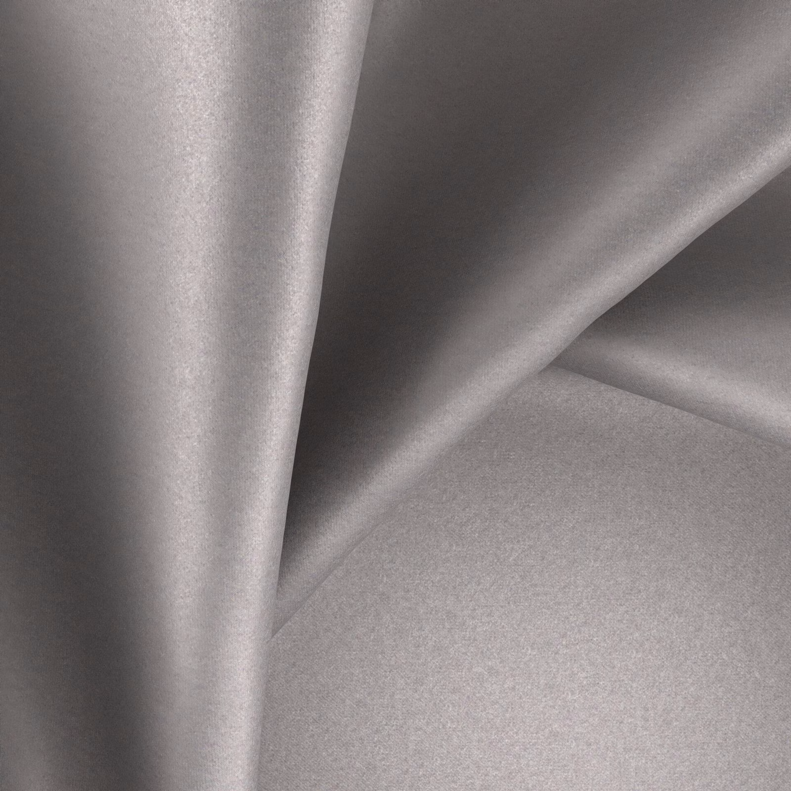 Silver-grey Glossy Drizzle textile falling in broad, softly reflective folds