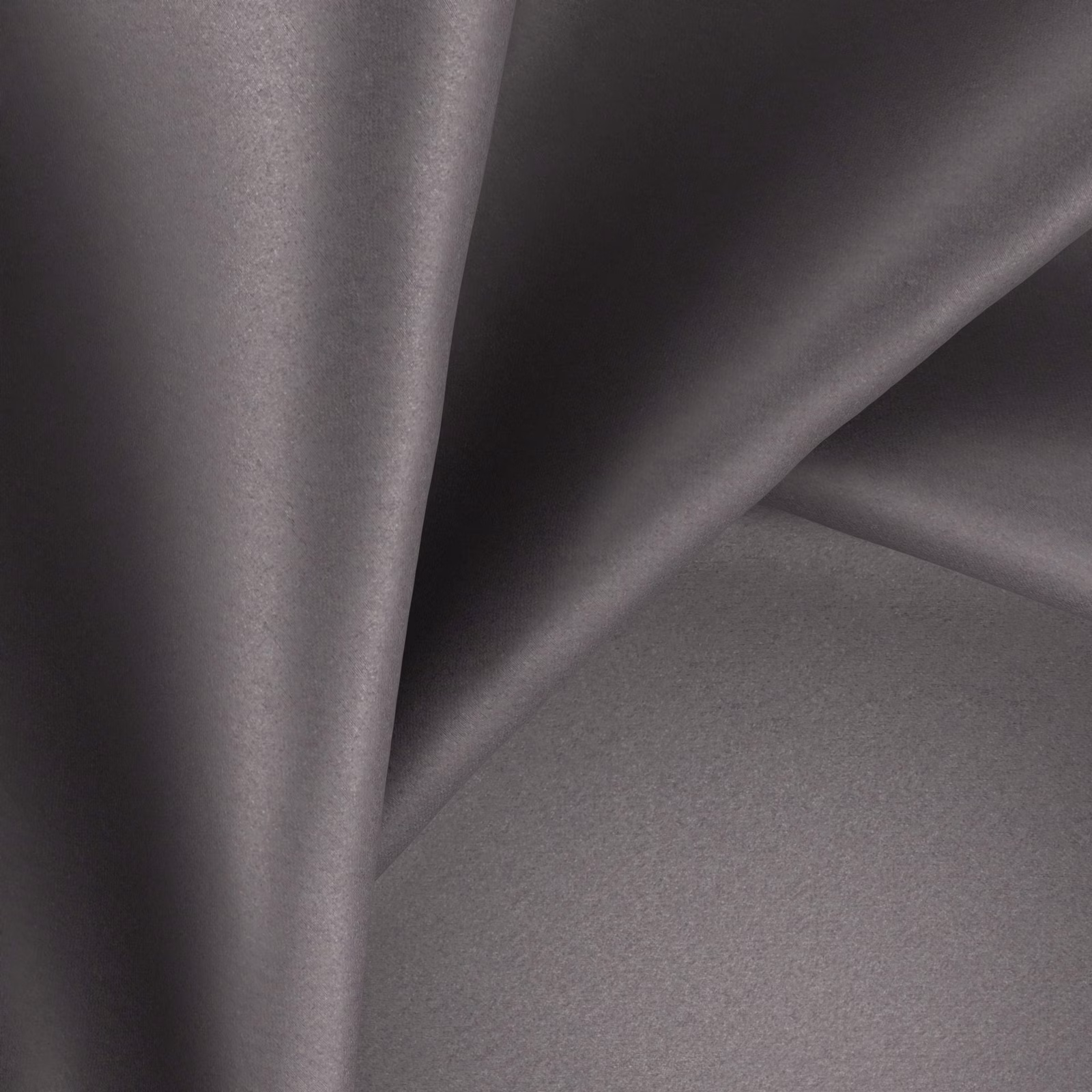 Smoky mercury-grey fabric with subtle satin sheen in broad flowing folds
