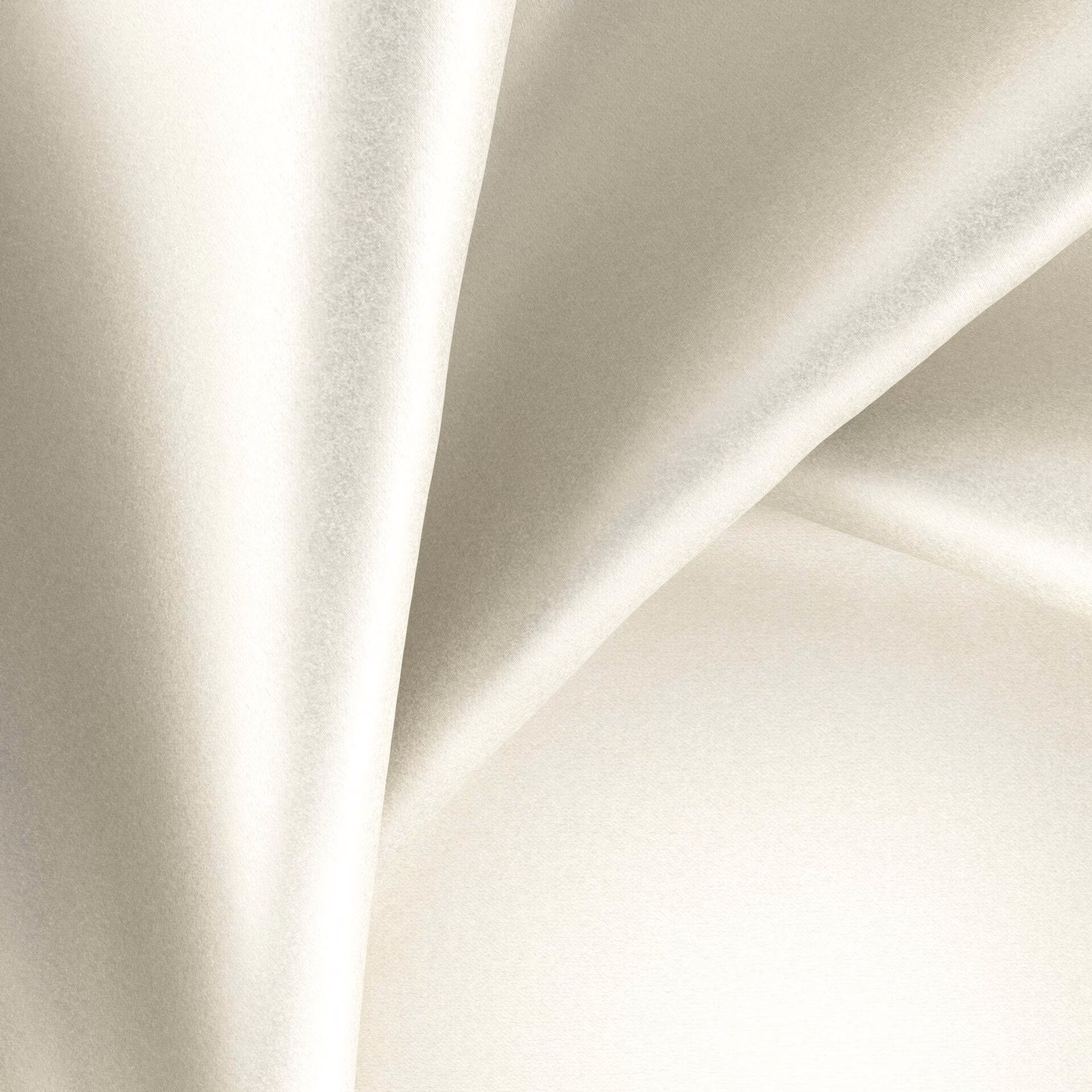 Glossy ivory fabric with a smooth sheen falling in soft, fluid folds