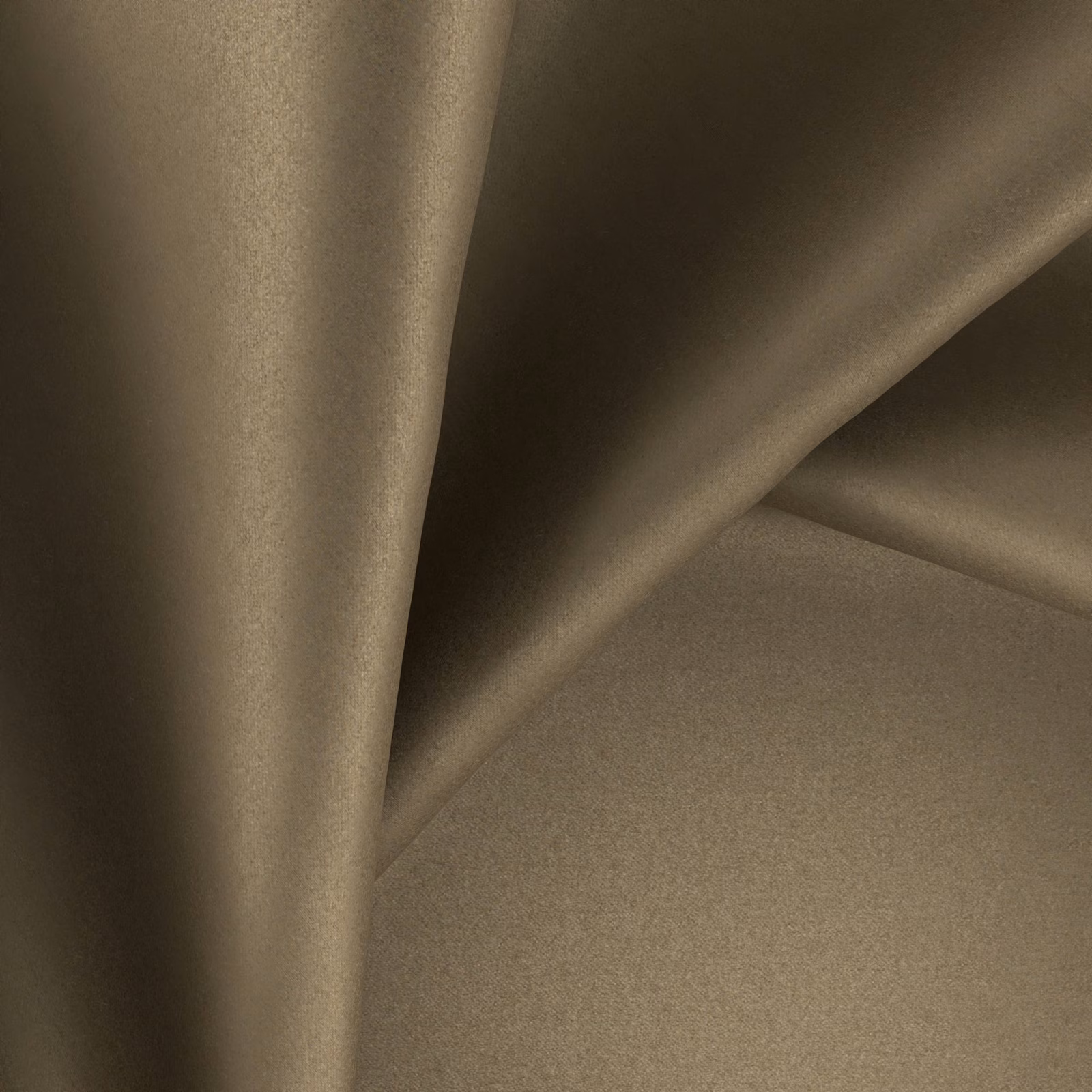 Warm sorrel-brown glossy fabric folded to show its soft reflective surface