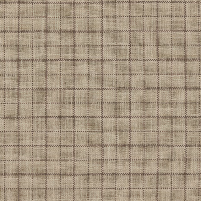 Driftwood taupe woven fabric with fine intersecting brown and grey checks