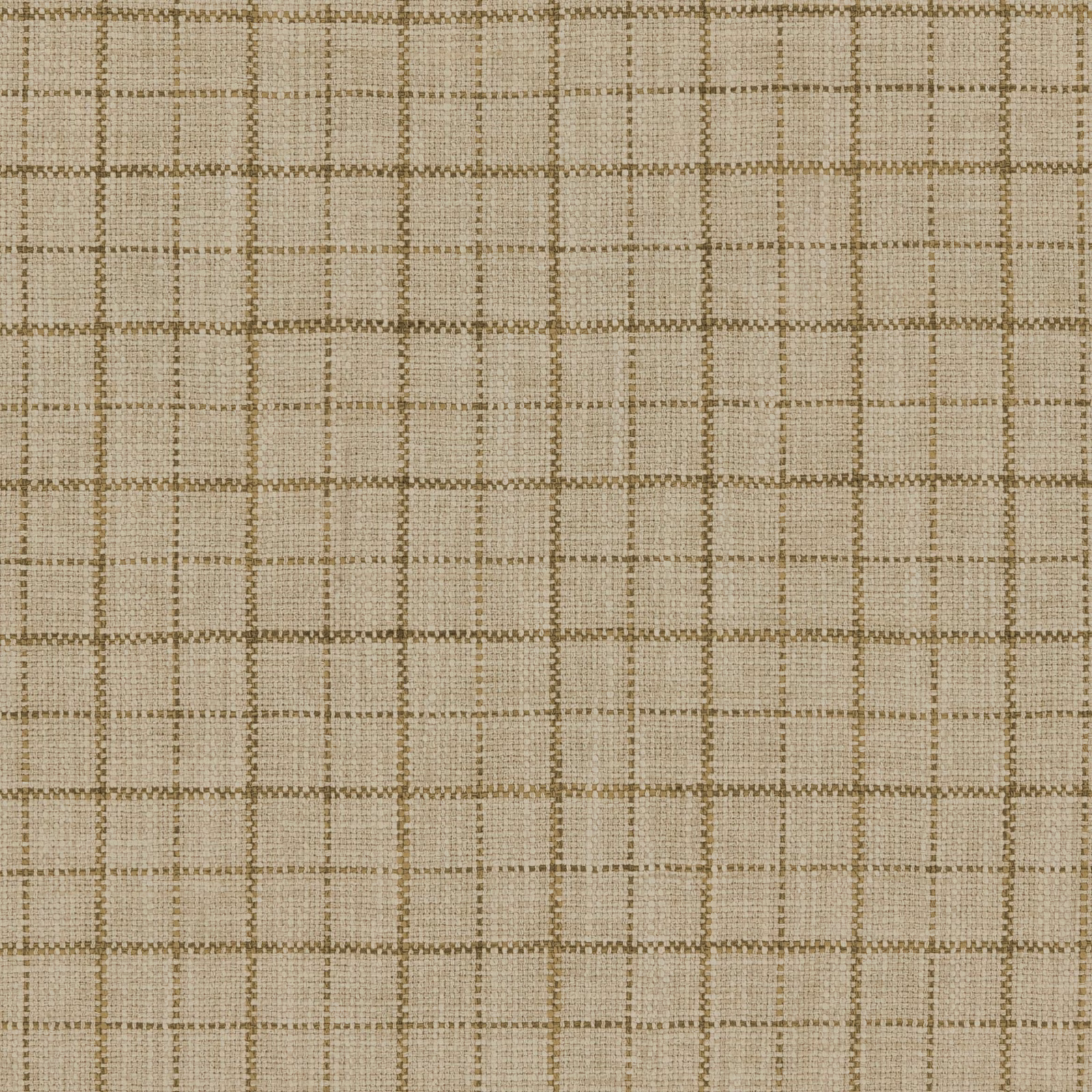 Muted ochre and beige woven check with fine crosshatched texture