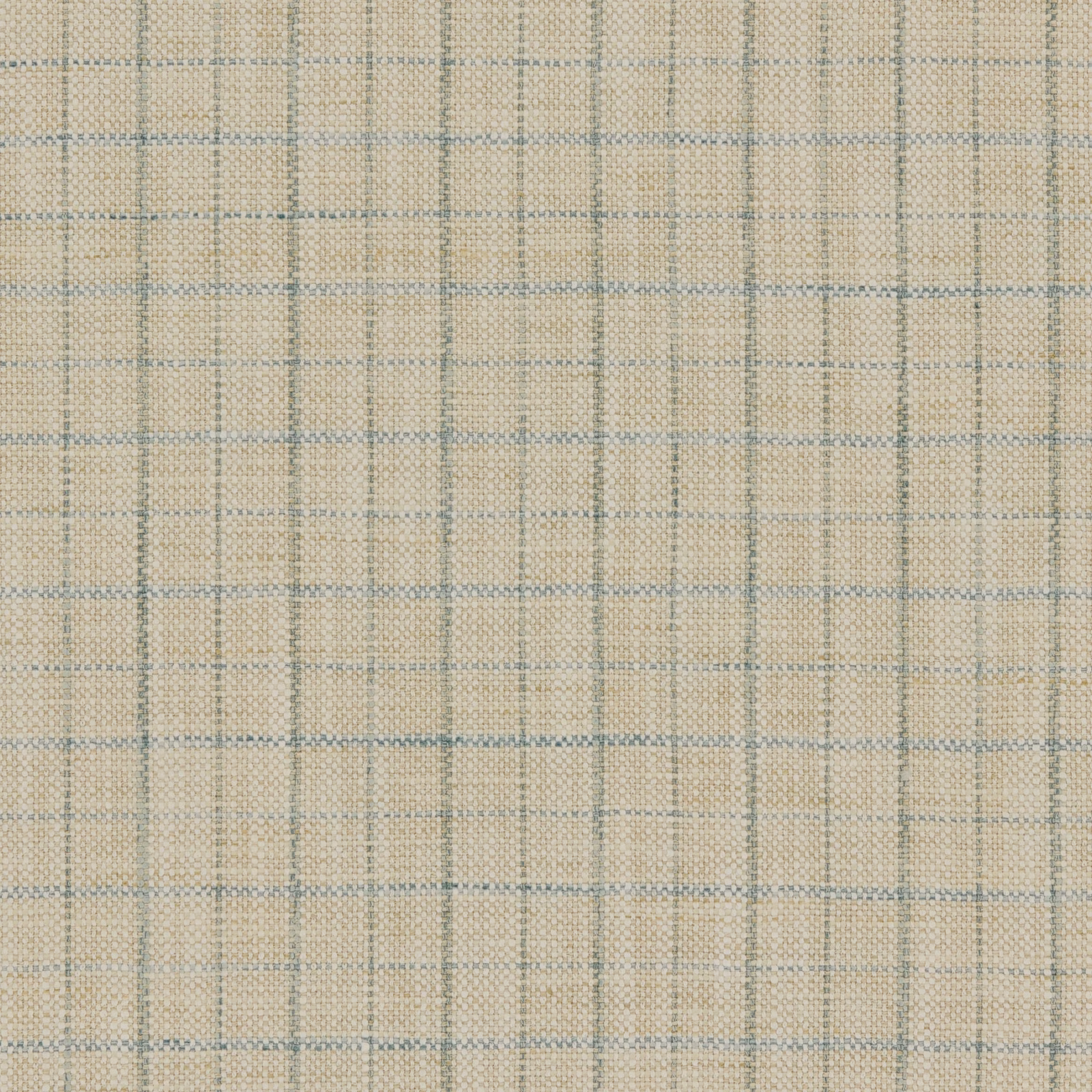 Pale seaglass blue-green checked weave over a warm beige neutral fabric ground