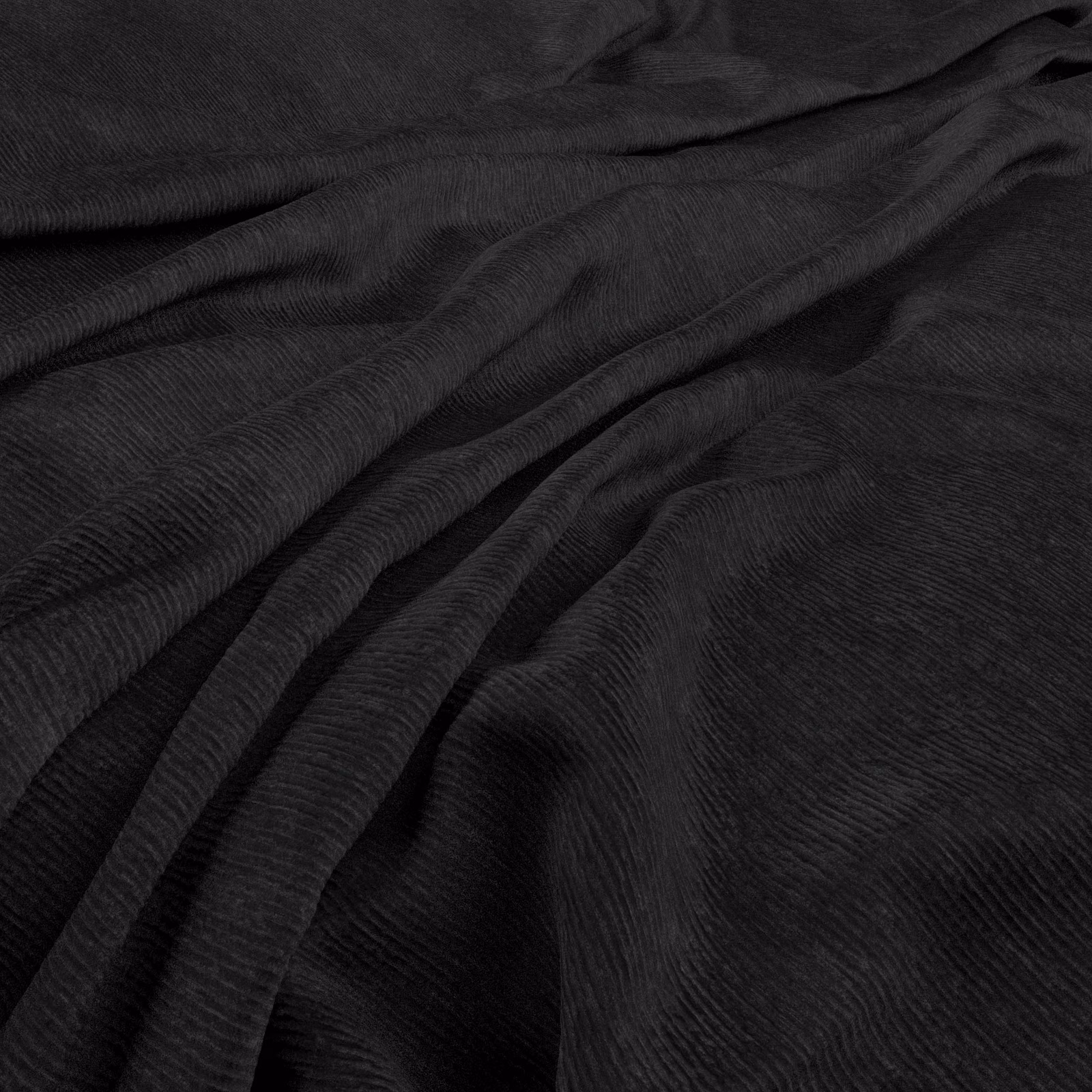 Near-black ribbed fabric with soft folds and subtle charcoal tonal variation