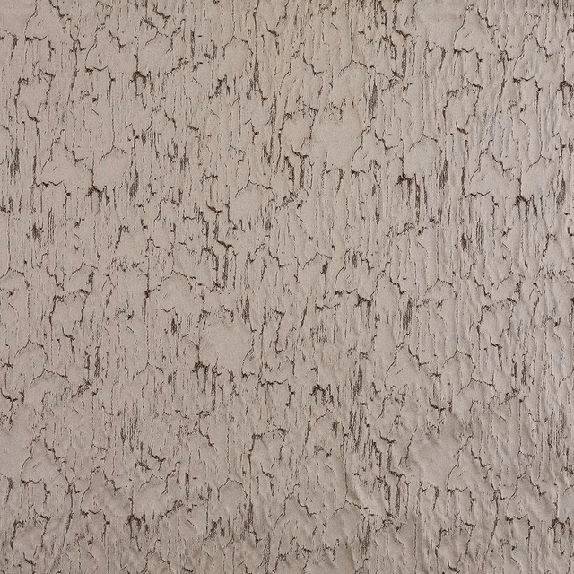 Warm bronze-brown textile with dark vertical bark-like fissures and raised crackle texture