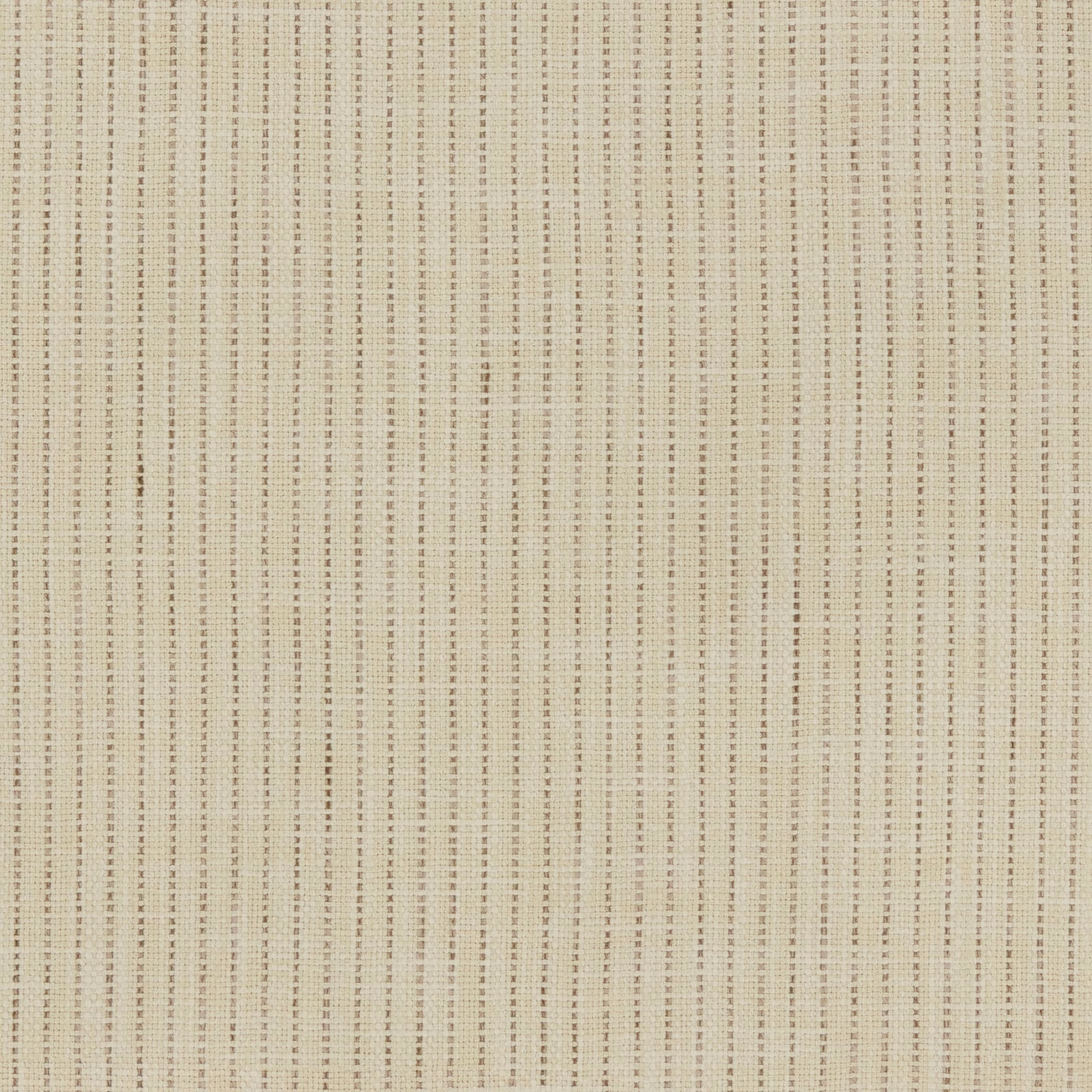 Pale oatmeal woven fabric with fine broken taupe vertical stripes and subtle slub texture
