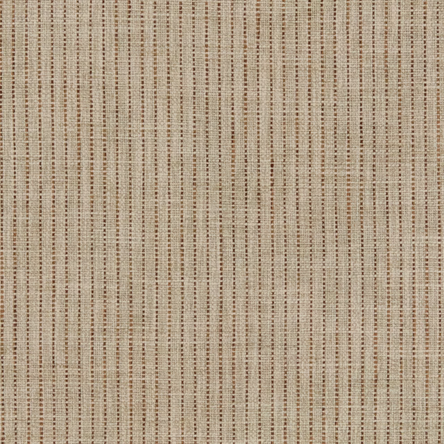 Oatmeal beige woven fabric with fine broken taupe-brown vertical stripes