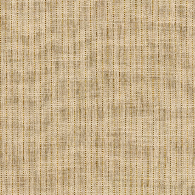 Warm ochre and beige woven swatch with fine vertical striping and flecked texture