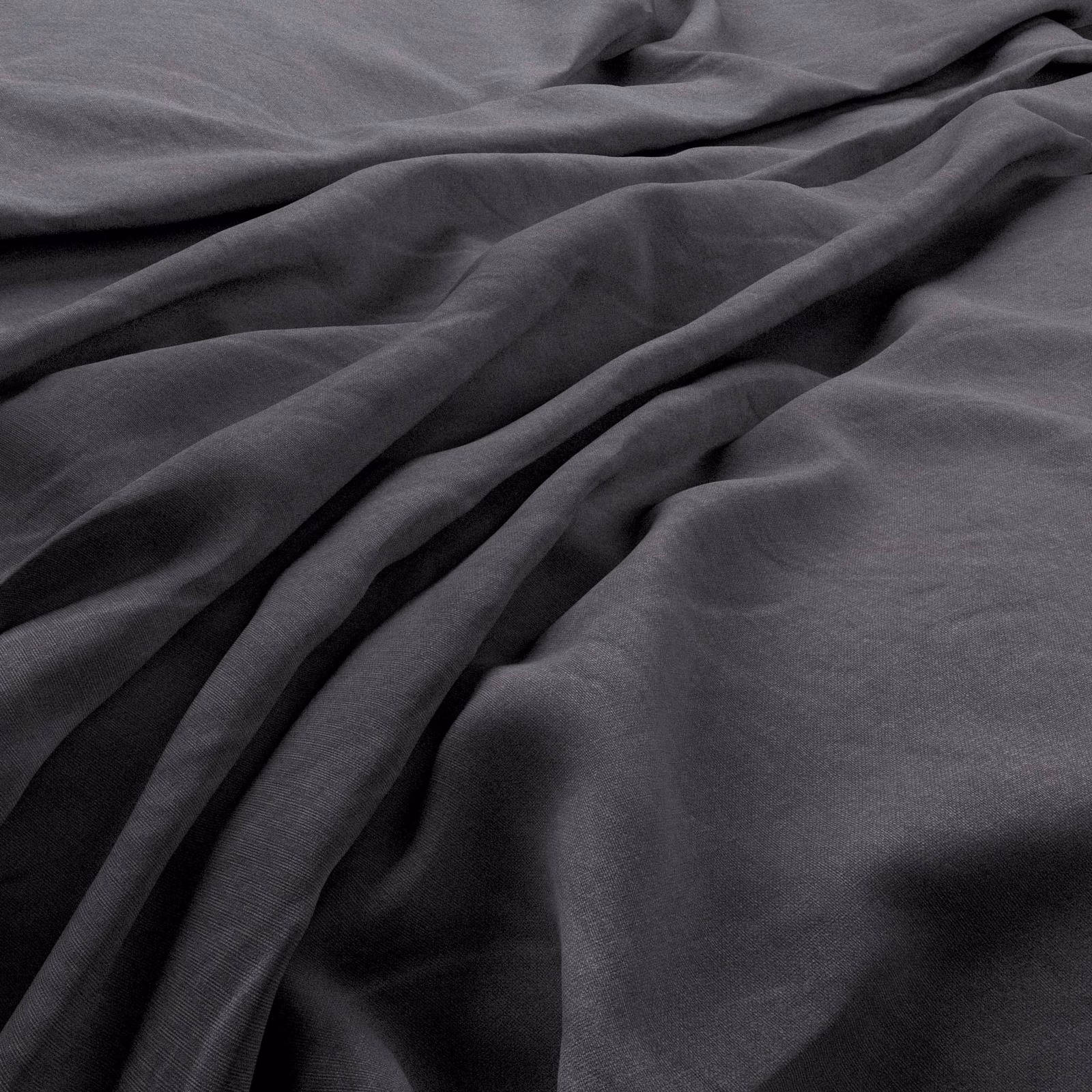 Deep airforce-grey plain textile with fine weave and softly gathered folds