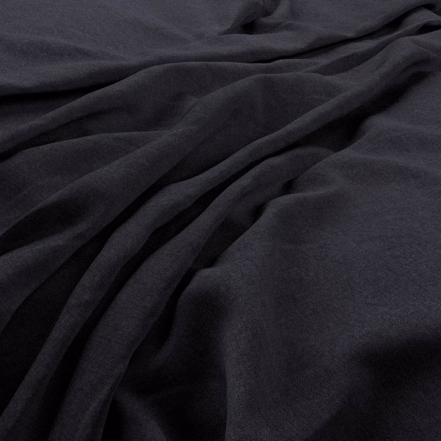 Near-black navy heavy weave gathered into soft, shadowed folds