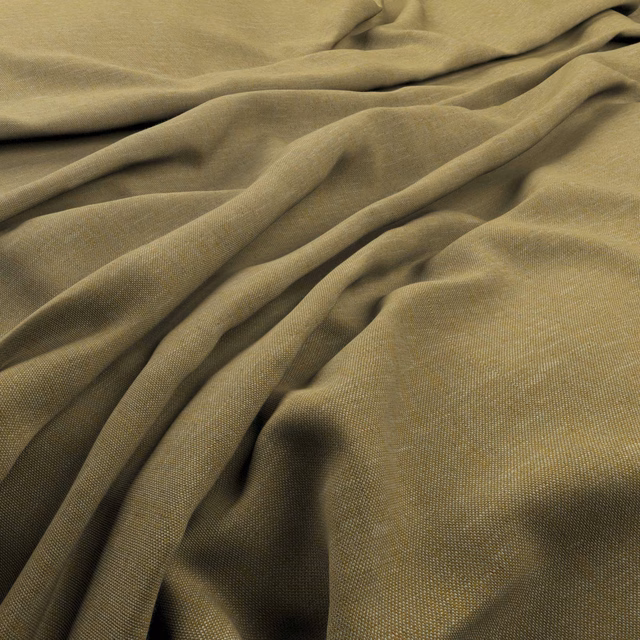 Close-up of muted olive-khaki fabric showing a fine plain weave and fluid folds