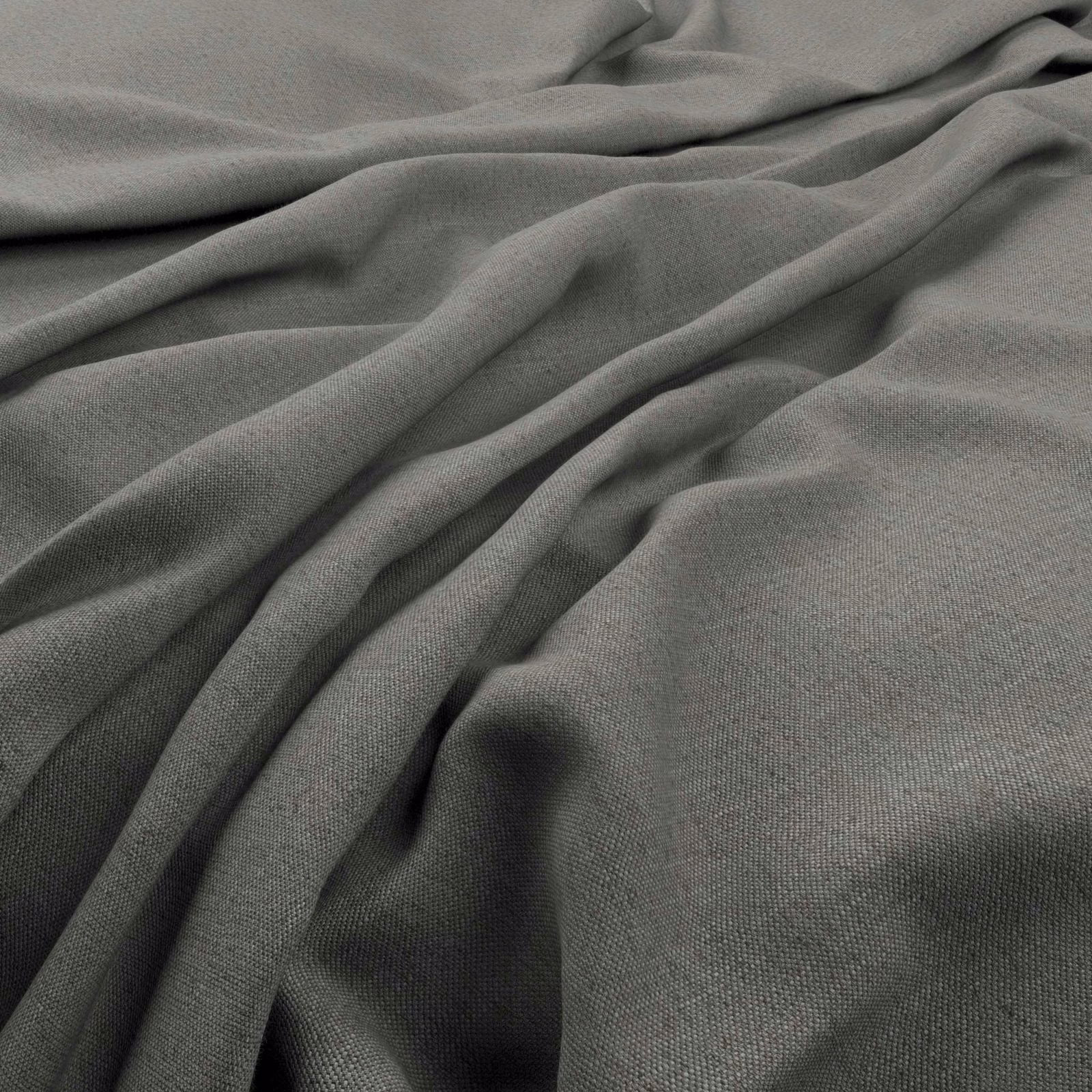 Cool elephant-grey finely woven cloth falling into soft, deep folds
