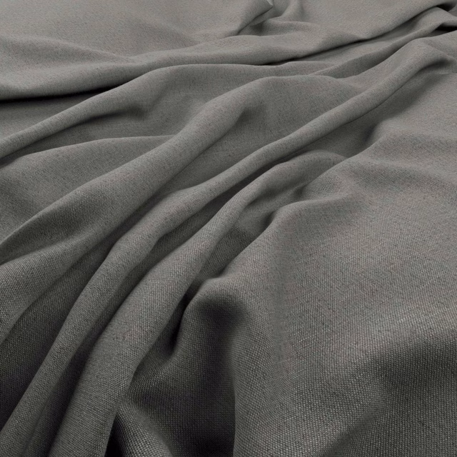 Cool elephant-grey finely woven cloth falling into soft, deep folds