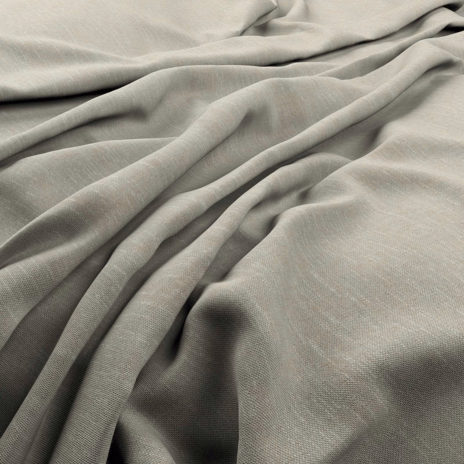 Draped Husk Frost textile in pale cool grey, showing a fine weave and fluid folds