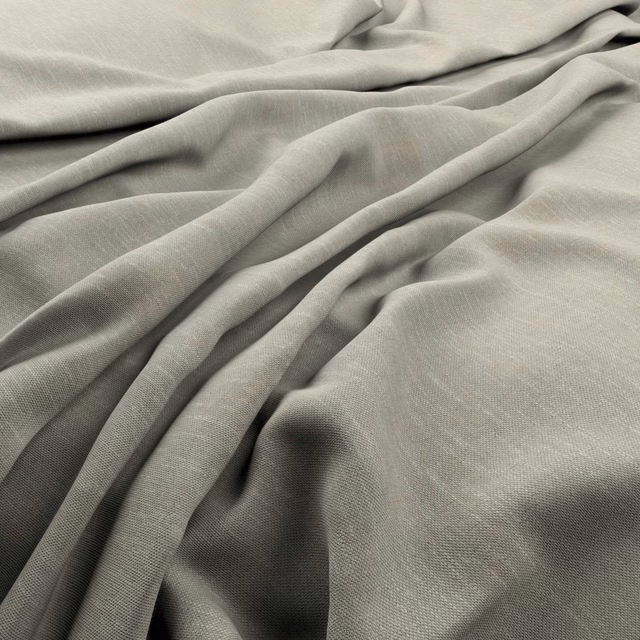 Draped Husk Frost textile in pale cool grey, showing a fine weave and fluid folds